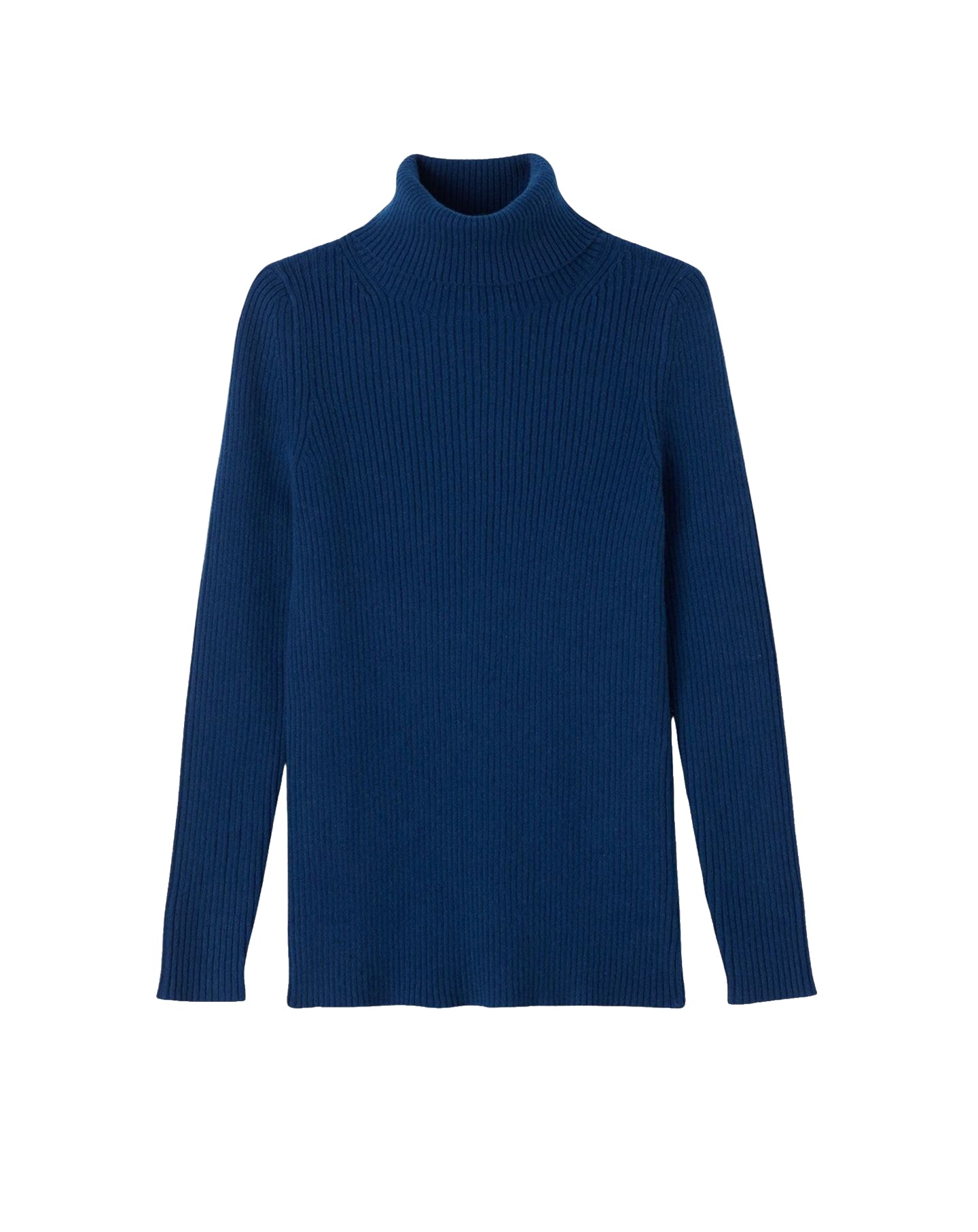 Ribbed cashmere roll-neck jumper - Phare Blue