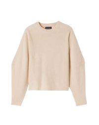 Pull col rond ample à côtes en cachemire -  Cream