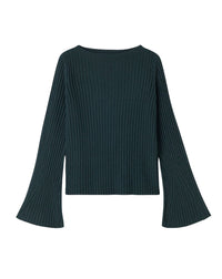 Pull col bateau ample à manches évasées en cachemire -  Vert Zurich