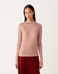 RECO120Col Montant Ultrafin Imprimé Damier - Rose Jelly/Vicuna