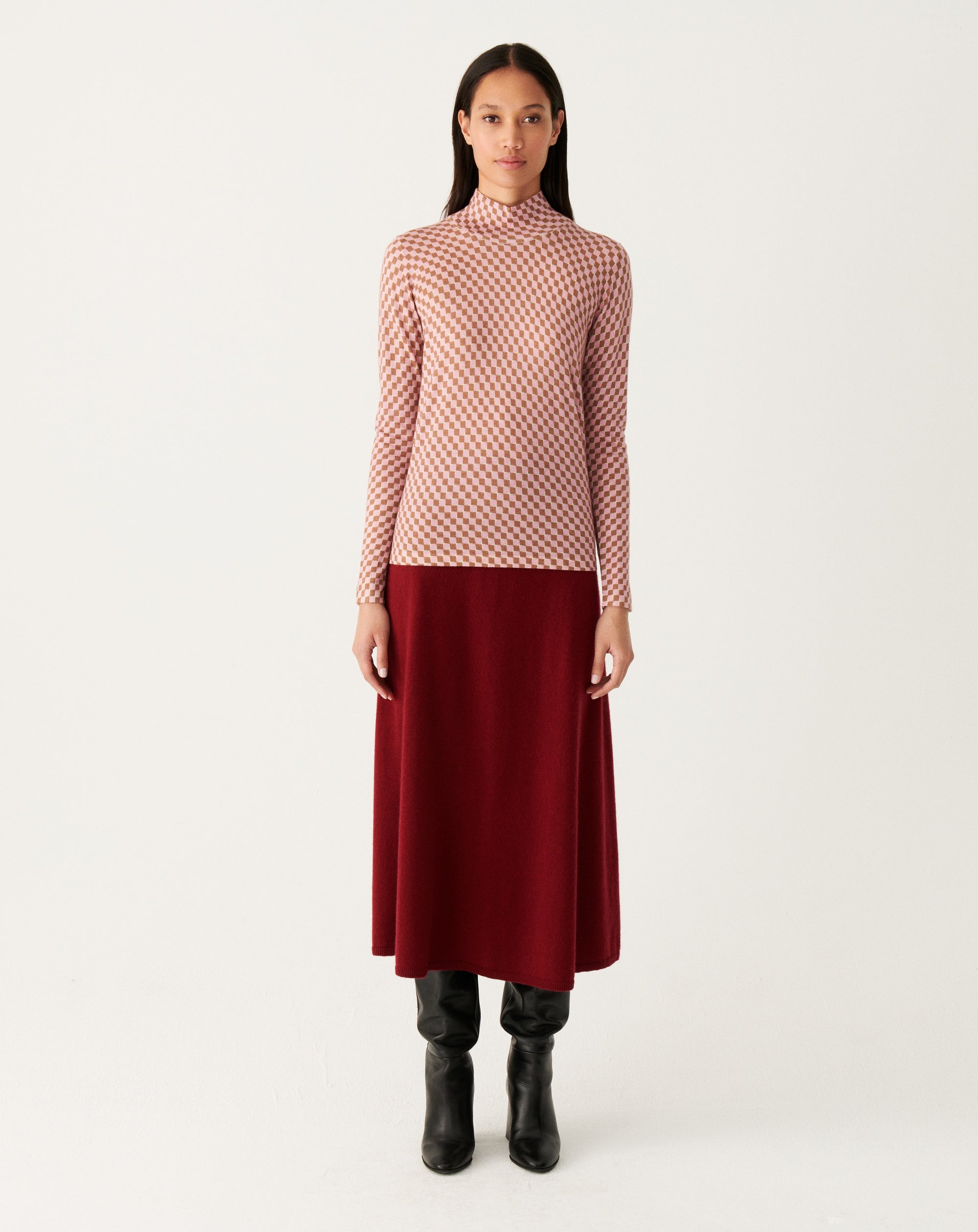 RECO120Col Montant Ultrafin Imprimé Damier - Rose Jelly/Vicuna