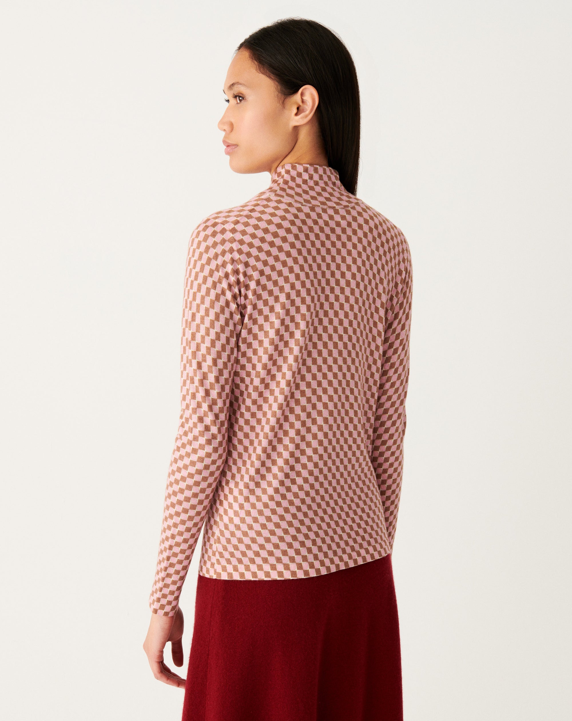 RECO120Col Montant Ultrafin Imprimé Damier - Rose Jelly/Vicuna
