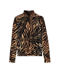 Ultra-fine high-neck jumper with a cashmere print - Vicuna