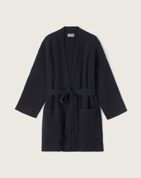 RECO290Veste Col Châle Oversize Côtes Perlées À Poches - Noir