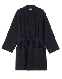 RECO290Veste Col Châle Oversize Côtes Perlées À Poches - Noir
