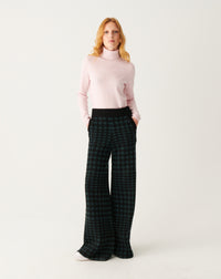 RECO235Pantalon À Poches Jacquard Pied De Poule - Noir/Vert Zurich