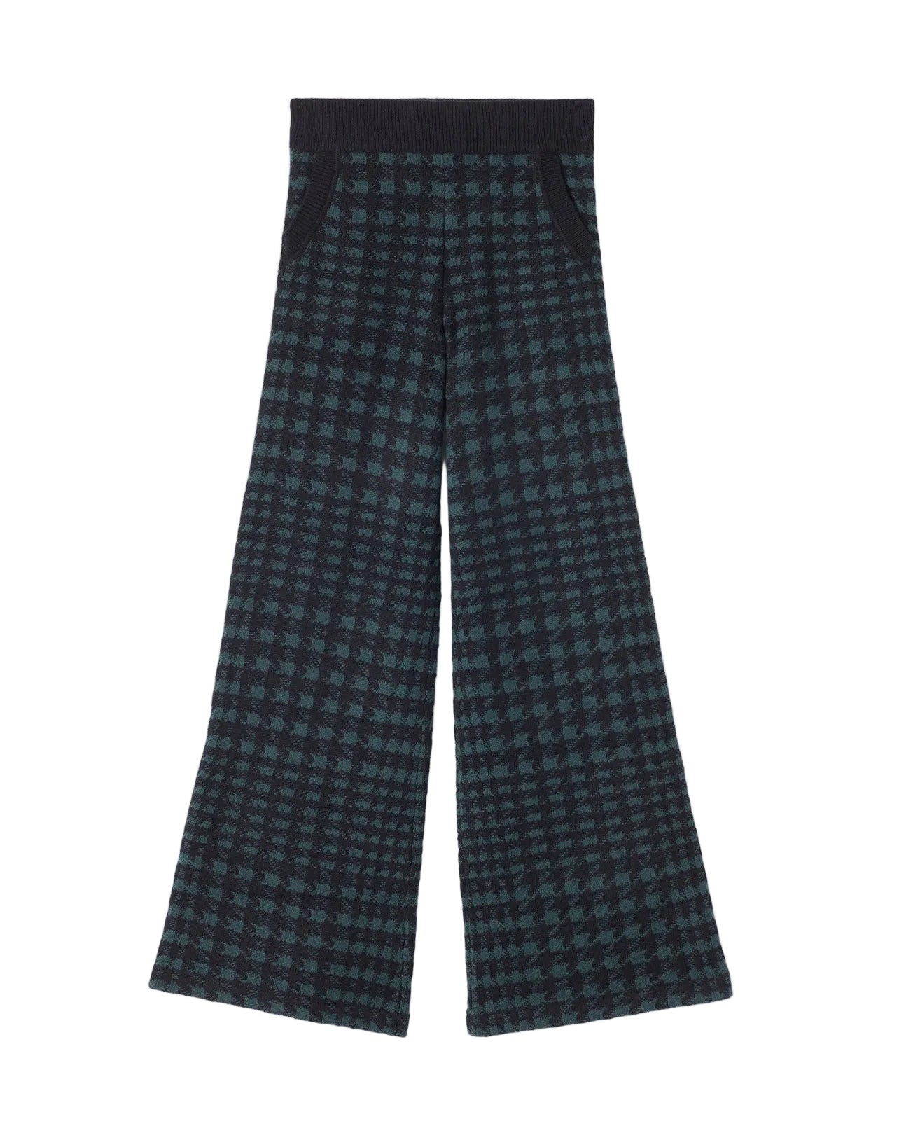 RECO235Pantalon À Poches Jacquard Pied De Poule - Noir/Vert Zurich