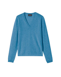 Fitted V-neck cashmere jumper - Scottish blue