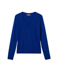 Fitted V-neck cashmere jumper - Delphinium Blue