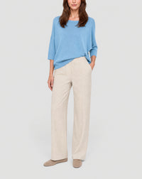 Pull col bateau oversize en cachemire -  Bleu Glaz
