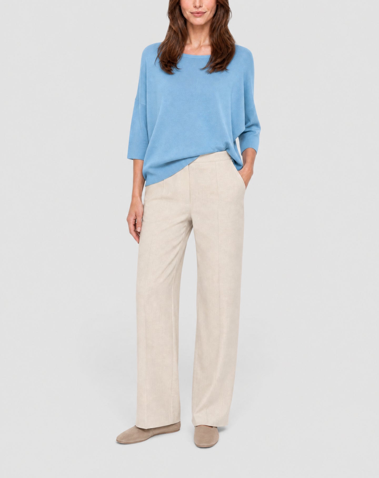 Pull col bateau oversize en cachemire -  Bleu Glaz