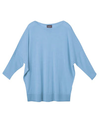 Pull col bateau oversize en cachemire -  Bleu Glaz