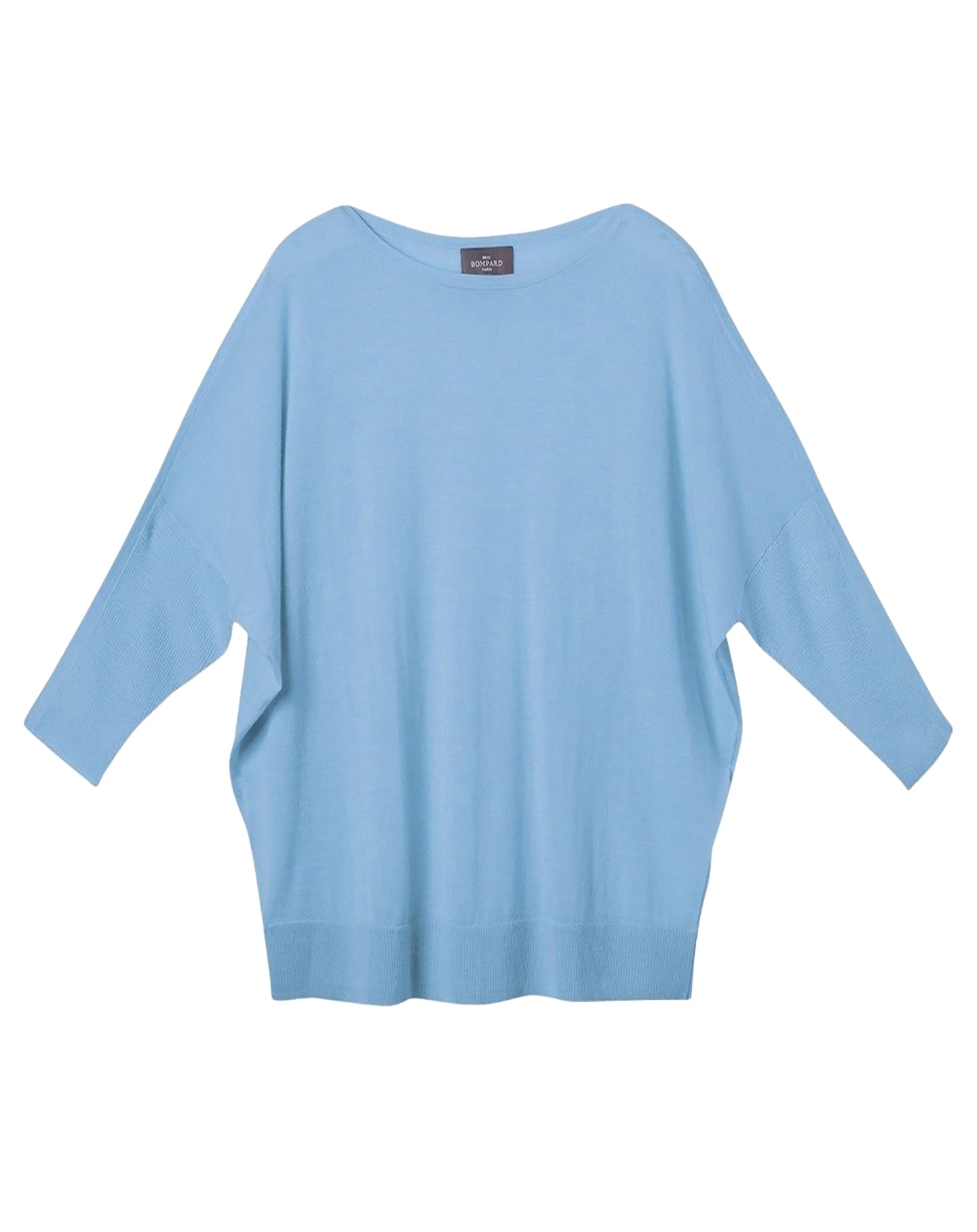 Pull col bateau oversize en cachemire -  Bleu Glaz