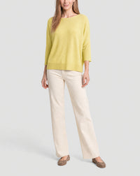 Pull col bateau oversize en cachemire -  Jaune Buvard