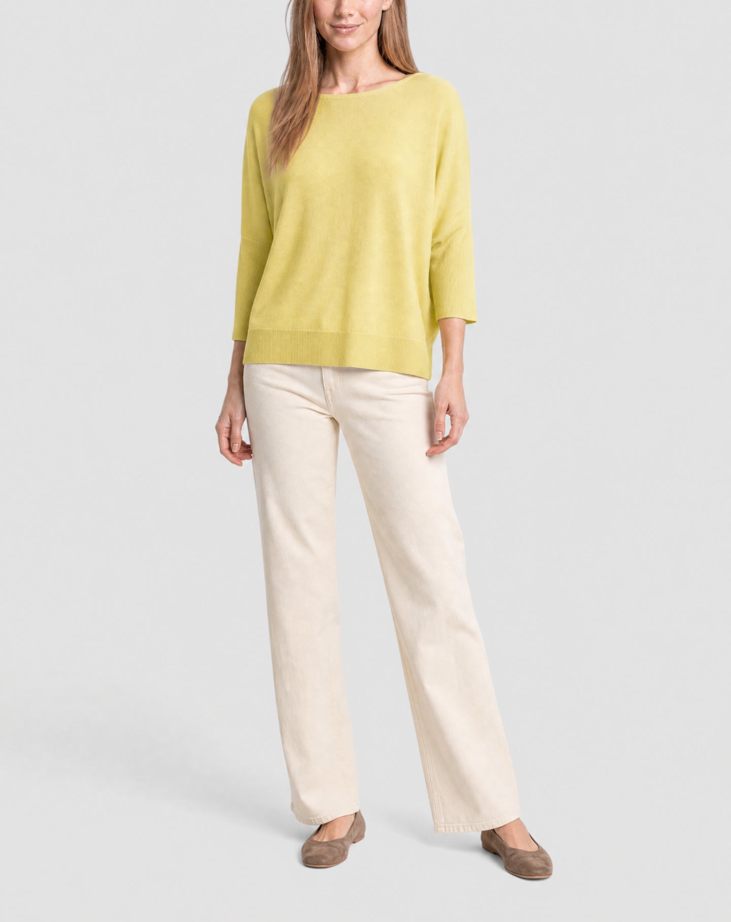 Pull col bateau oversize en cachemire -  Jaune Buvard