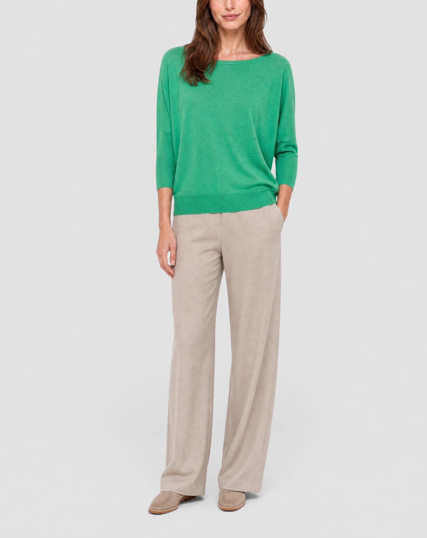 Pull col bateau oversize en cachemire -  Vert Tupper
