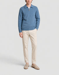Milano cotton zip-up jacket - Uniform Blue