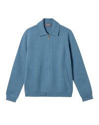 Milano cotton zip-up jacket - Uniform Blue