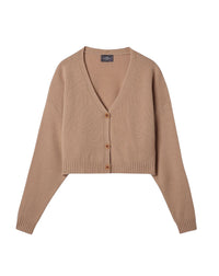 Oversized cropped cashmere cardigan - Pampas