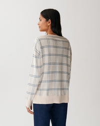 RECO190Pull V Oversize À Carreaux - Platre/Bleu Glaz