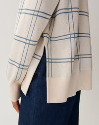 RECO190Pull V Oversize À Carreaux - Platre/Bleu Glaz