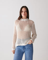 RECO180Col Rond Crochet En Soie Et Lin - Naturel