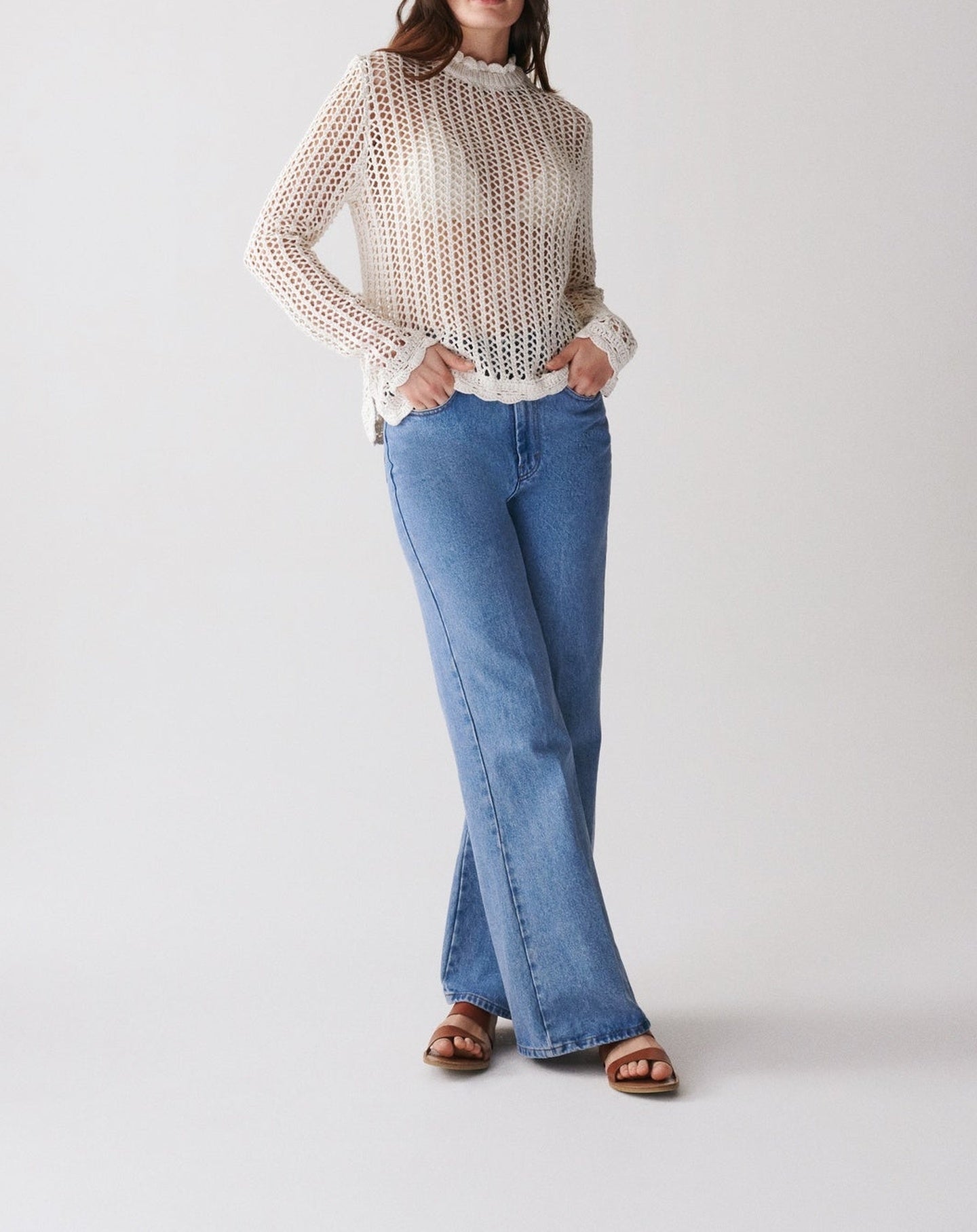 RECO180Col Rond Crochet En Soie Et Lin - Naturel