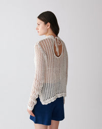 RECO180Col Rond Crochet En Soie Et Lin - Naturel