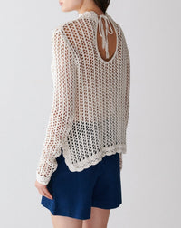 RECO180Col Rond Crochet En Soie Et Lin - Naturel