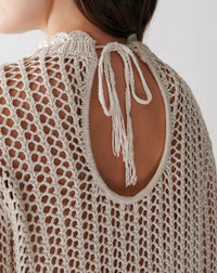 RECO180Col Rond Crochet En Soie Et Lin - Naturel