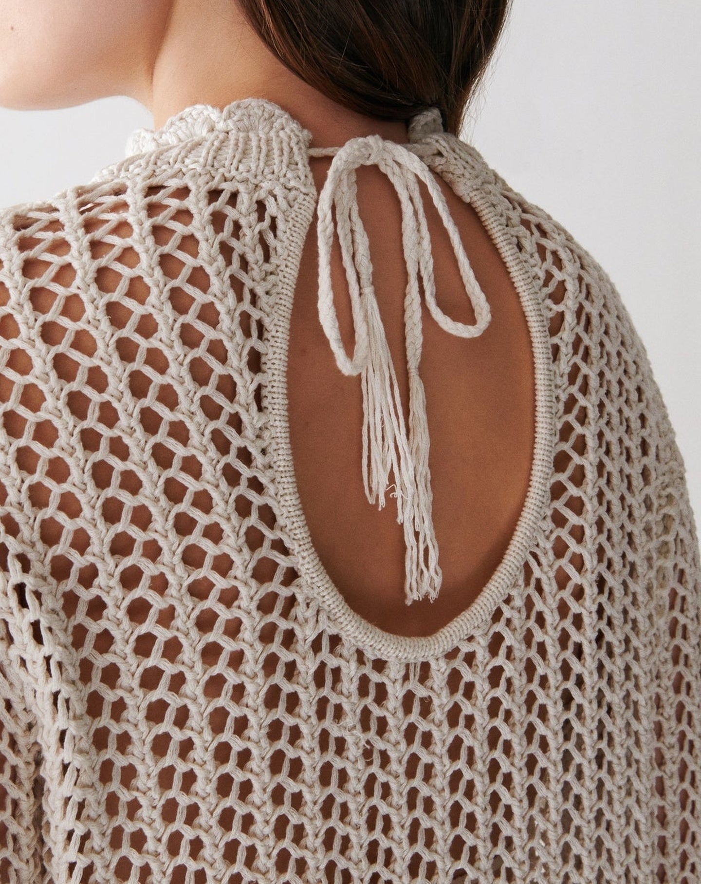 RECO180Col Rond Crochet En Soie Et Lin - Naturel