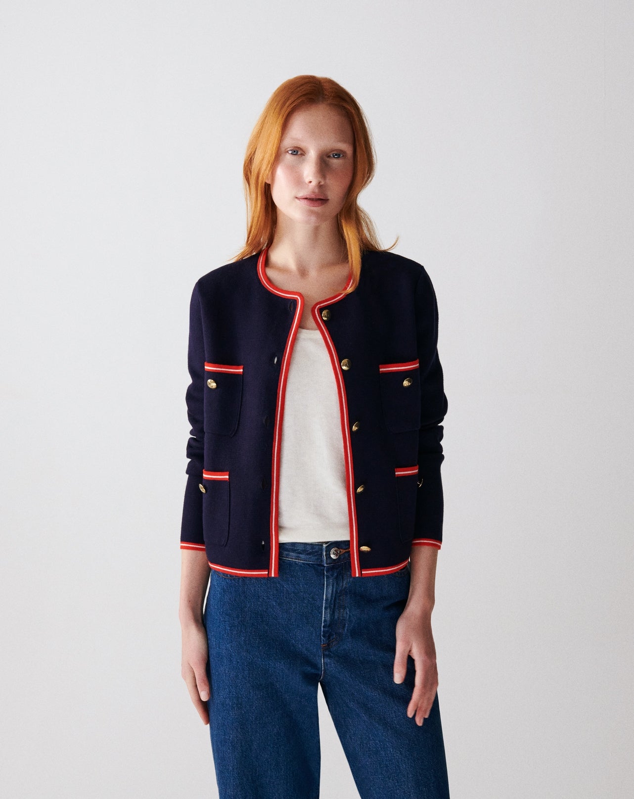 RECO170Veste Milano - Marine/Rouge Gorge/Naturel