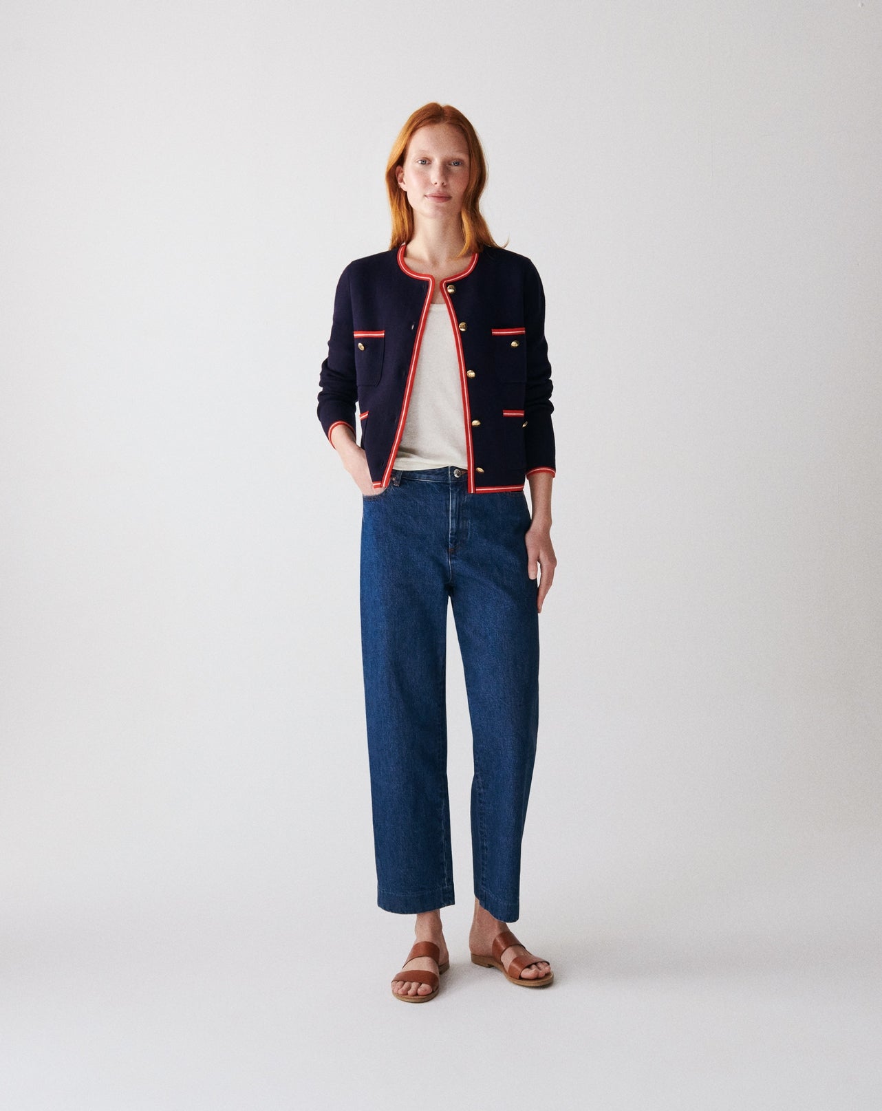 RECO170Veste Milano - Marine/Rouge Gorge/Naturel