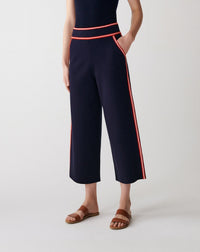 RECO175Pantalon 3/4 Finitions Rayées - Marine/Rouge Gorge/Naturel