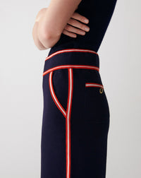 RECO175Pantalon 3/4 Finitions Rayées - Marine/Rouge Gorge/Naturel