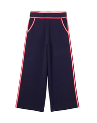 RECO175Pantalon 3/4 Finitions Rayées - Marine/Rouge Gorge/Naturel