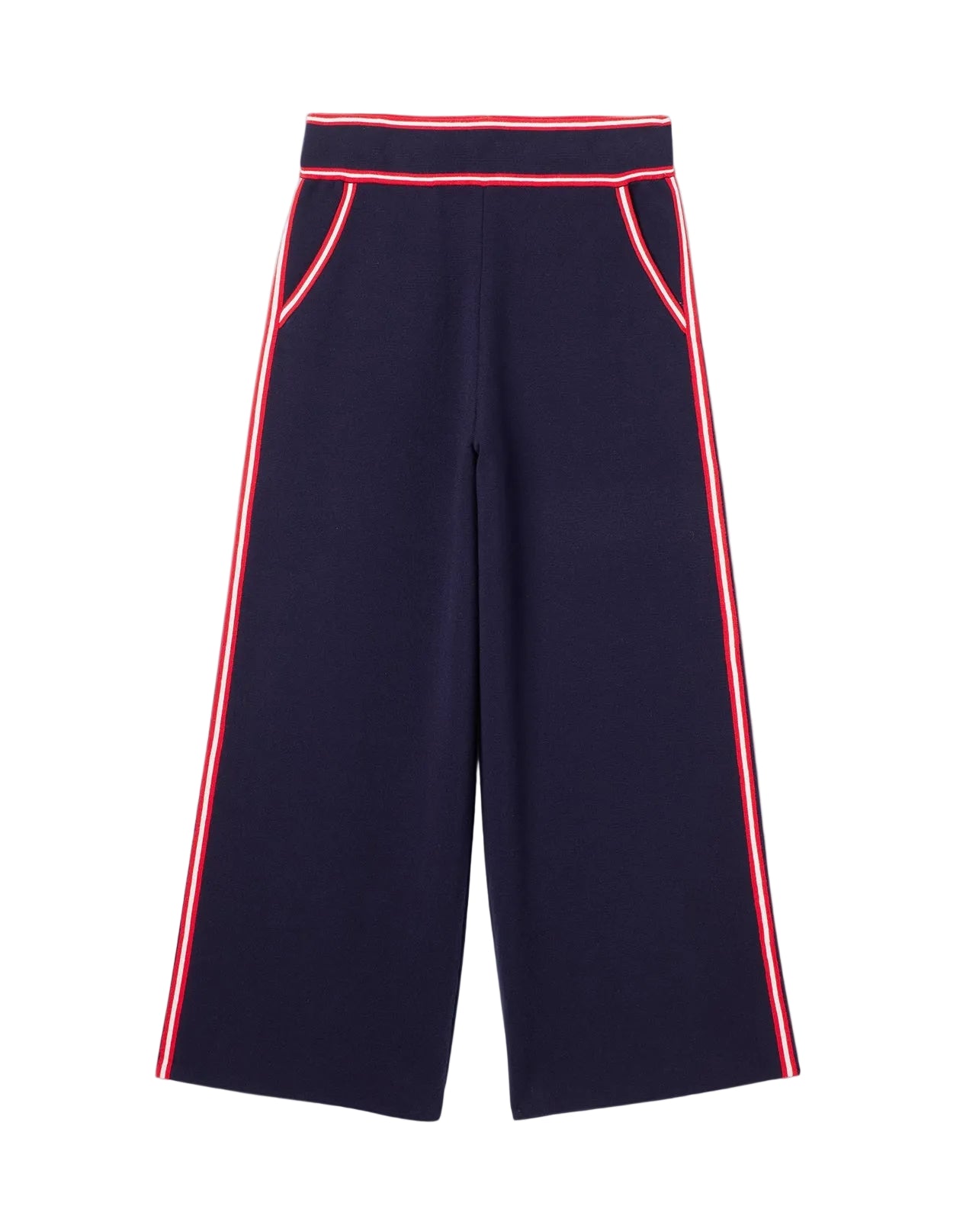RECO175Pantalon 3/4 Finitions Rayées - Marine/Rouge Gorge/Naturel