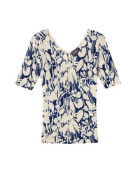 Ultra-fine V-neck jumper with a cashmere print - Amiral
