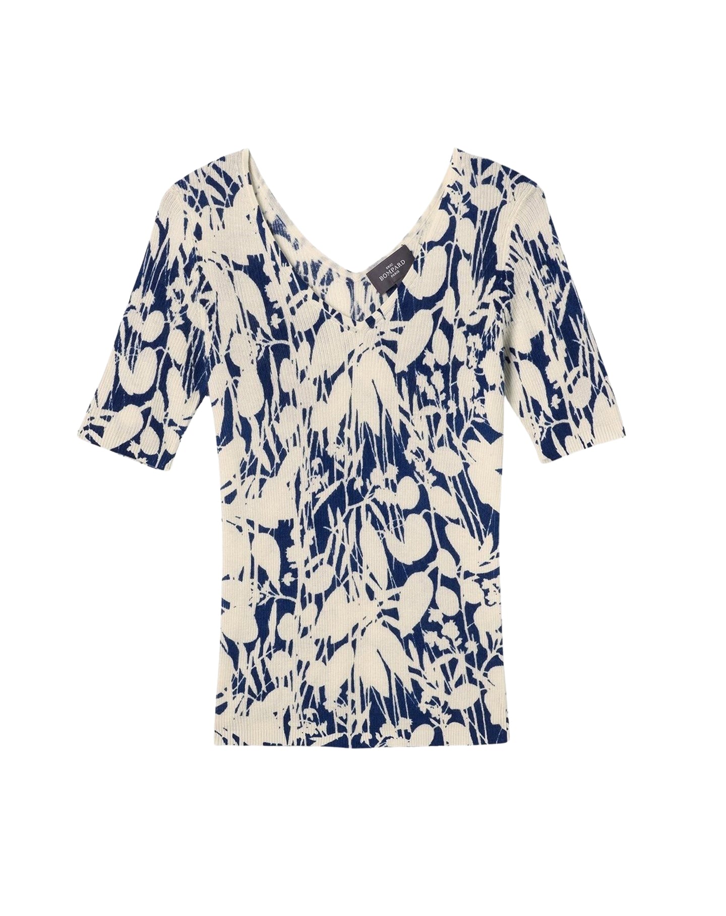 Ultra-fine V-neck jumper with a cashmere print - Amiral