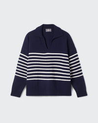 RECO165Marinière Manches Boutonnées - Marine/Platre