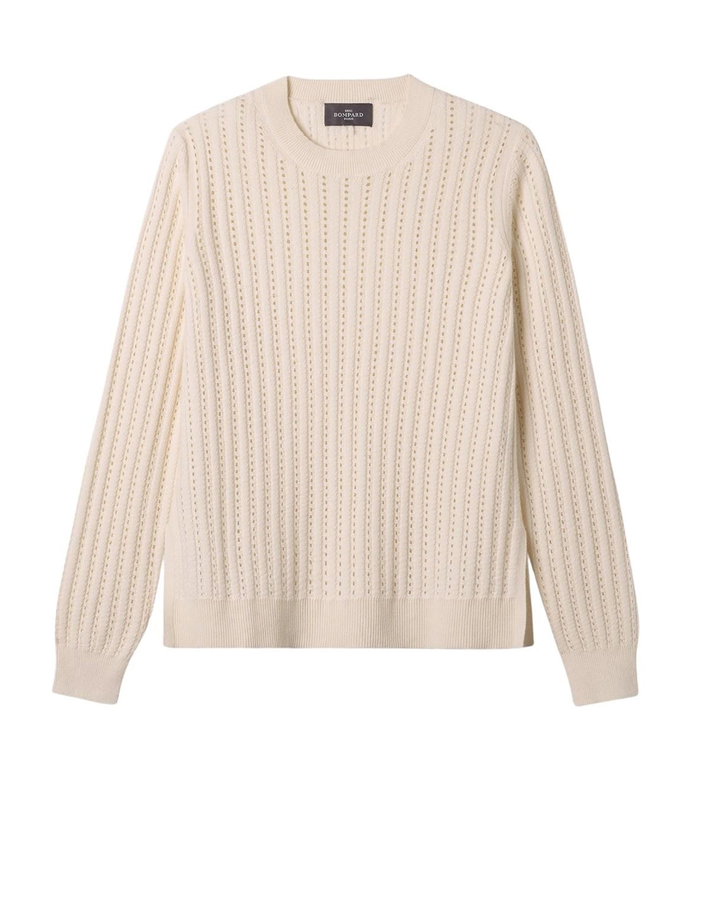 RECO100Pull Col Rond Pointelle - Naturel