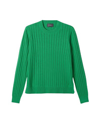 Pull à col rond pointelle en coton -  Vert Tupper
