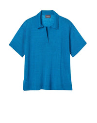 Polo ample en lin -  Bleu Symi