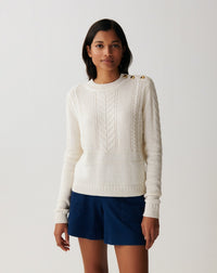 RECO170Pull Col Rond Guernesey - Naturel