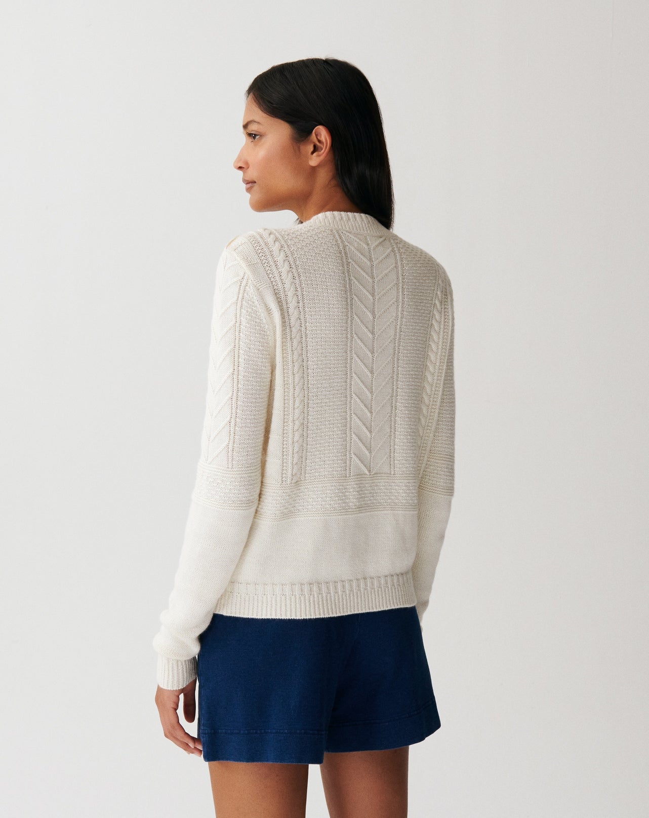 RECO170Pull Col Rond Guernesey - Naturel