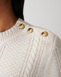 RECO170Pull Col Rond Guernesey - Naturel