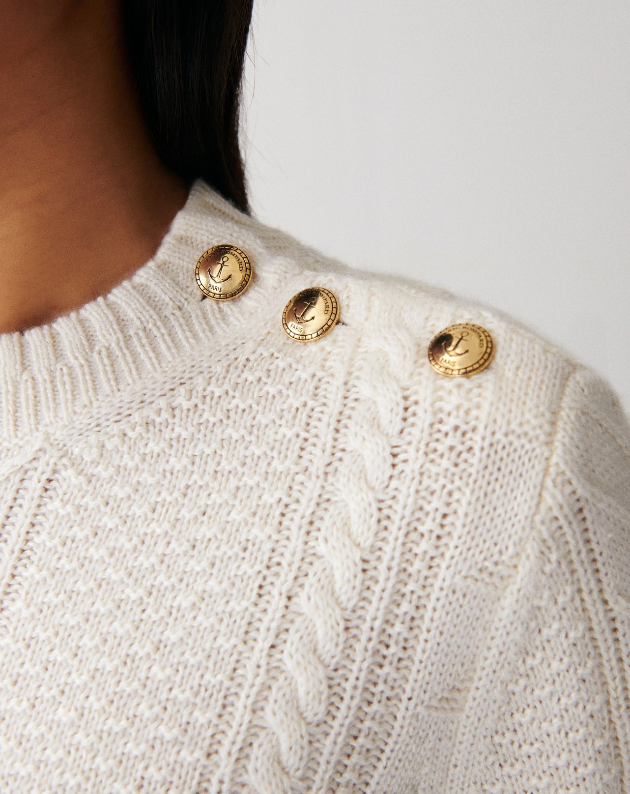 RECO170Pull Col Rond Guernesey - Naturel