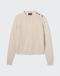 RECO170Pull Col Rond Guernesey - Naturel