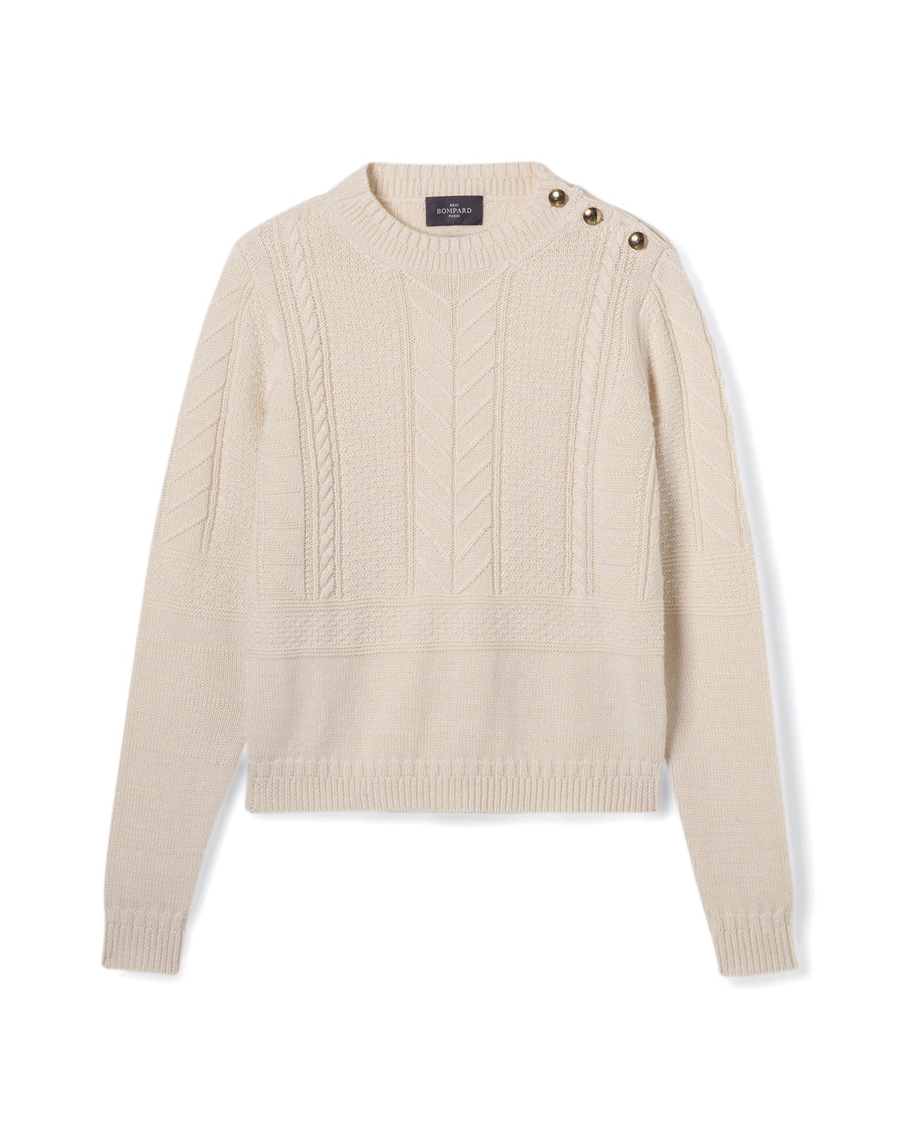 RECO170Pull Col Rond Guernesey - Naturel