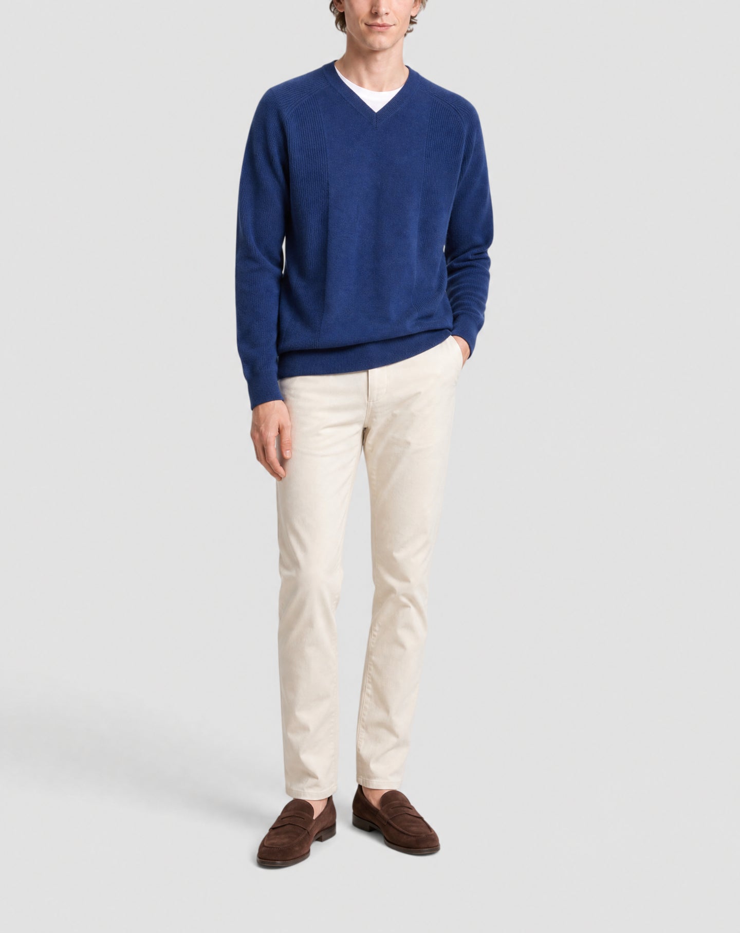 V-neck ribbed cashmere jumper - Rugby